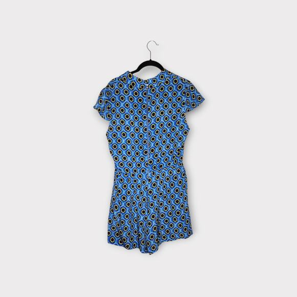 Alice + Olivia Womens Lanna Romper M Blue Yellow Geometric Print Mod Revival - Picture 10 of 10